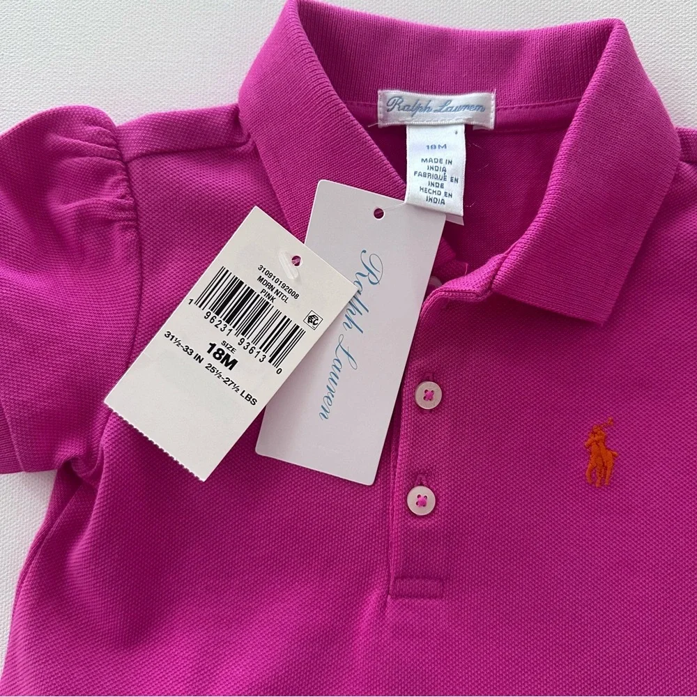 Ralph Lauren 18 Months Baby Girl Pink Layered Romper NWT Spring Summer Preppy